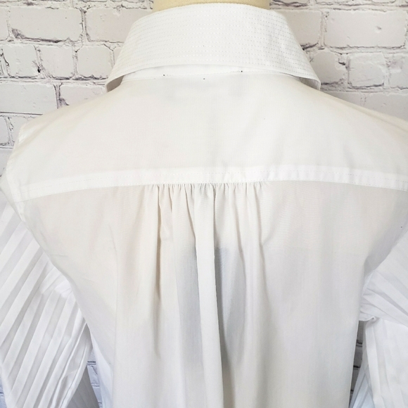 KARL LAGERFELD Long Pleated Sleeve Button Down White Shirt—NWT—M - Picture 7 of 14